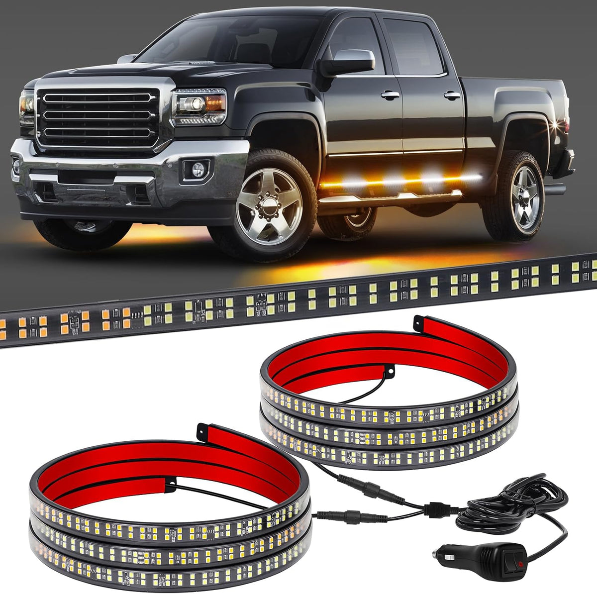 XRIDONSEN 2PCS 70 Inch Running Board Strobe Lights 864 LED Light Strip
