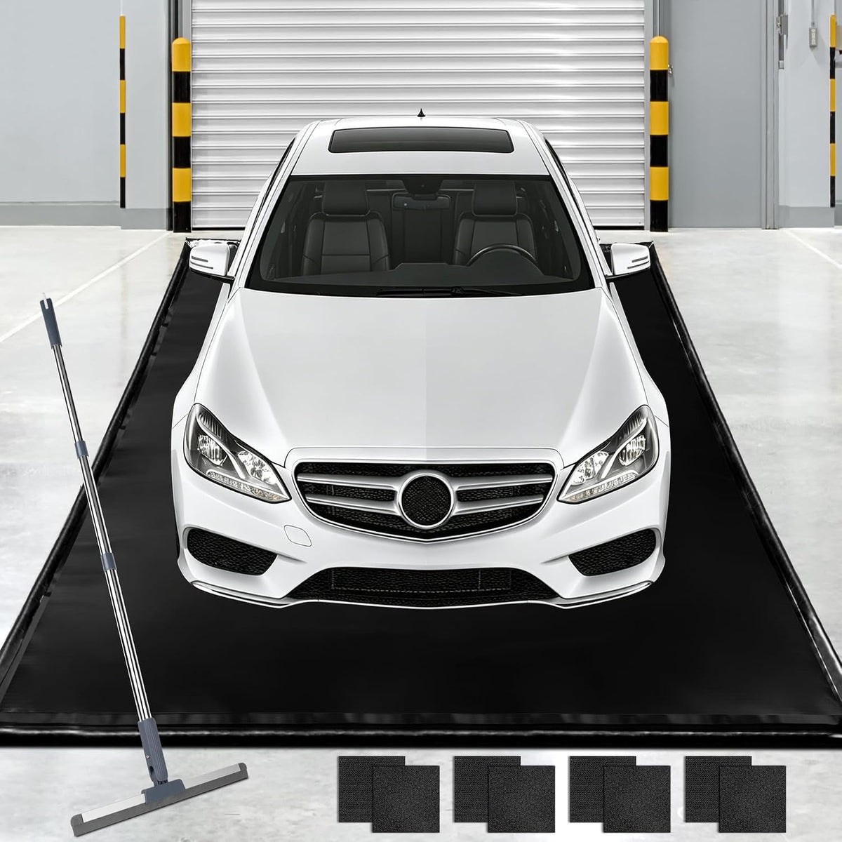 Tolanbbt 7'9" X 16.4' Garage Floor Mat, Heavy Duty Water Containment Mat with 1.2" Raised Edges, Protection from Snow Mud Rain and Oil, Non-Slip Garage Parking Mat for Suvs Trucks