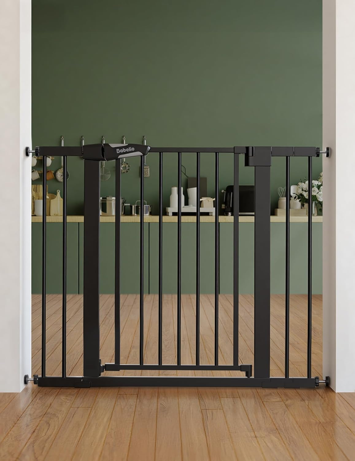 Babelio Pressguard Baby Gate for Stairs, 30" Tall 26"-40" Wide, Black