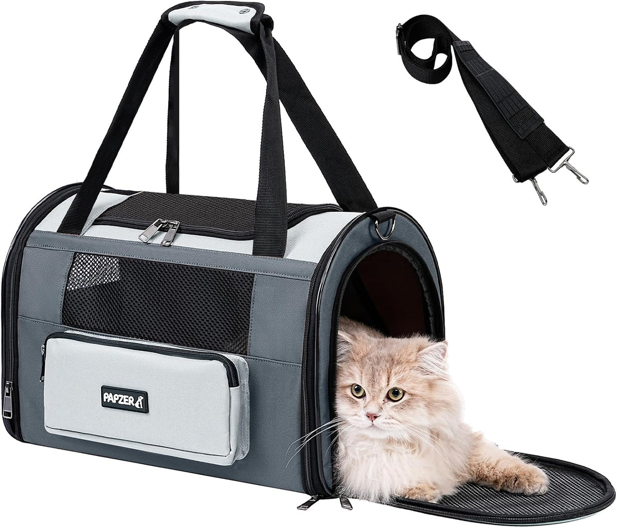 Collapsible Small Pet Carrier for Cat 15 Lbs with Fashion Pocket Travel Bag
