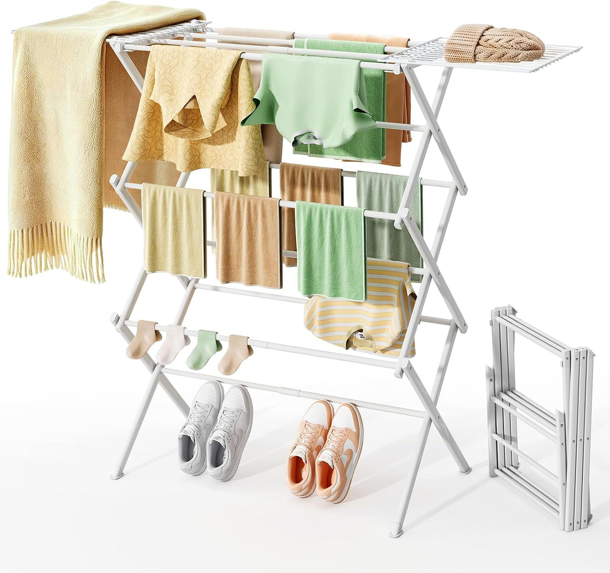 REALINN Foldable Clothes Drying Rack, Expandable Portable Indoor Outdoor