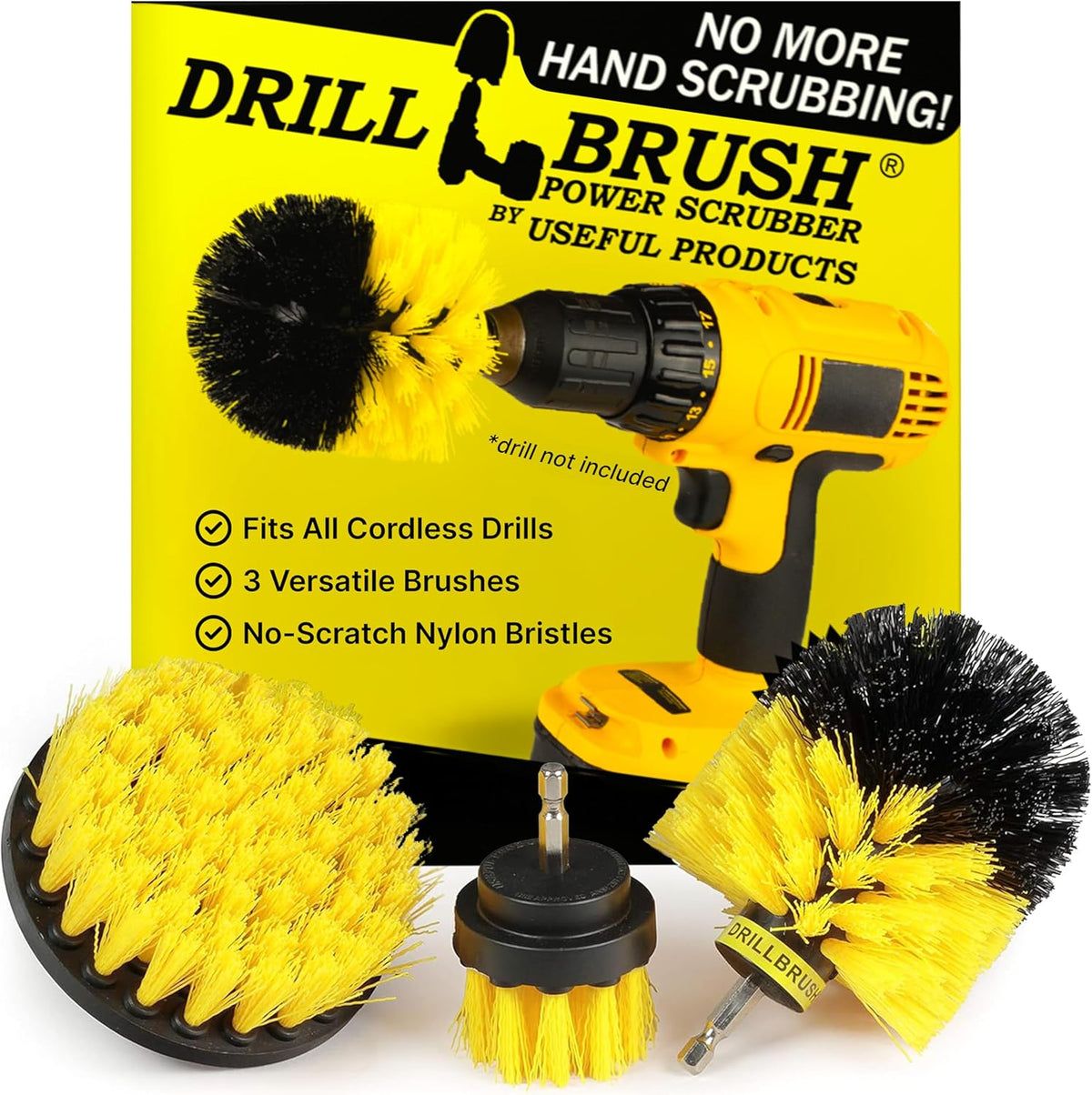 Drillbrush Drill Brush Attachment Set for Bathroom, Tile & Grout Cleaning