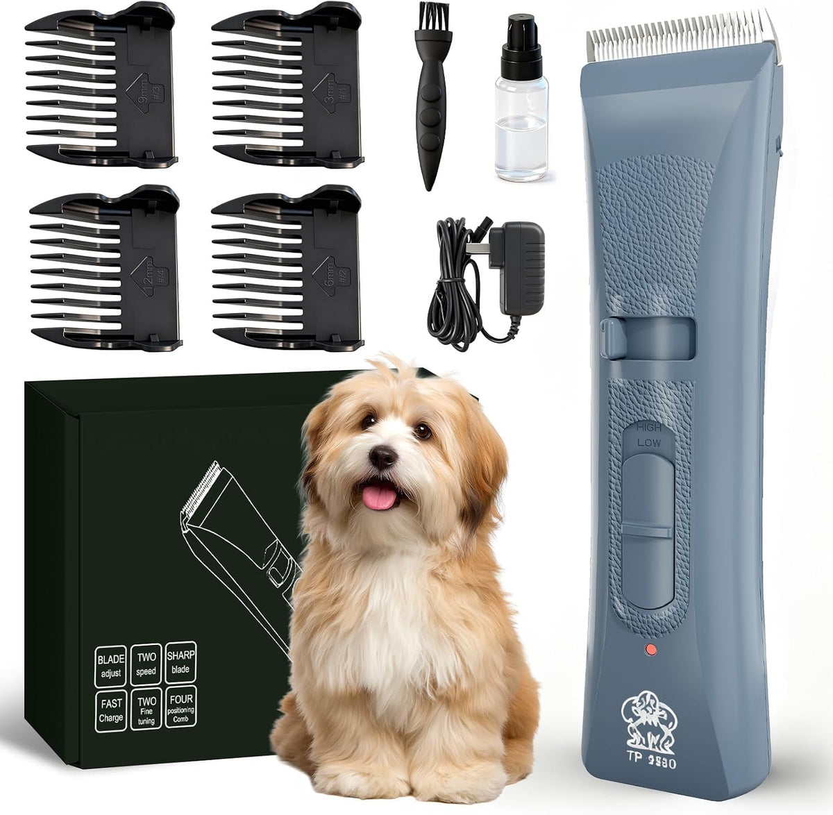 Dog Clippers for Grooming, Quiet Rechargeable Pet Hair Trimmer Kit(Blue)