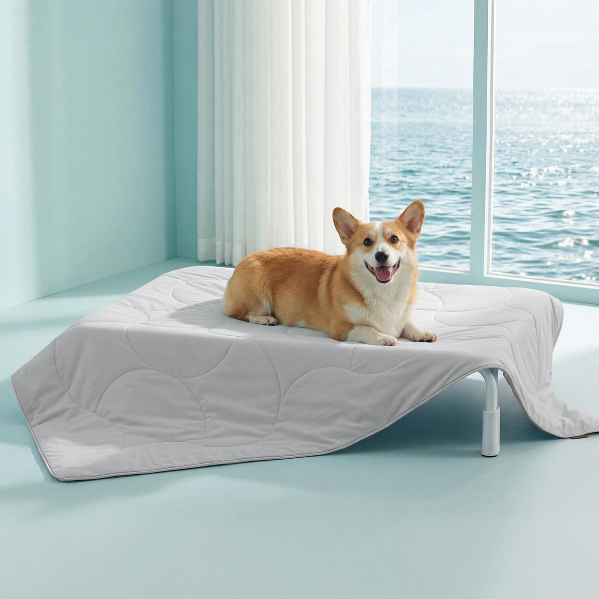 ZOMISIA Premium Cooling Blanket for Large Dogs - Q-MAX>0.5 Breathable Washable Dog Cooling Mat, Travel Soft Pet Summer Essentials, Grey, 40"X50"