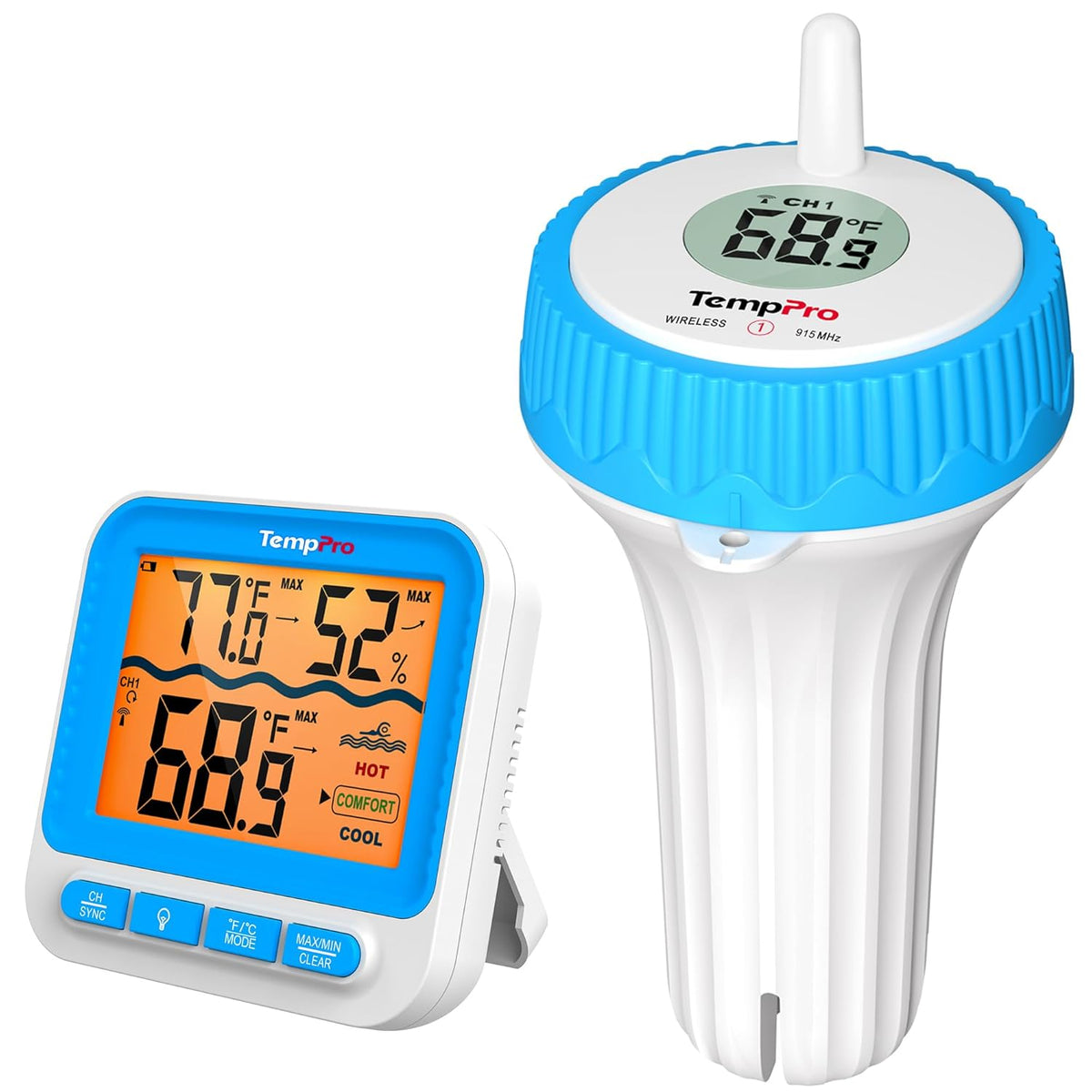 Temppro Tempair Wireless Pool Thermometer Floating Easy Read with Batteries