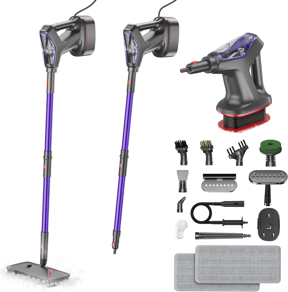 Steam Mop for Floor Cleaning, Heavy Duty All-In-One Steam Cleaner for Home with Detachable Handheld Steamer, for Hardwood, Tile, Walls, Grout, Windows, Furniture and Decks