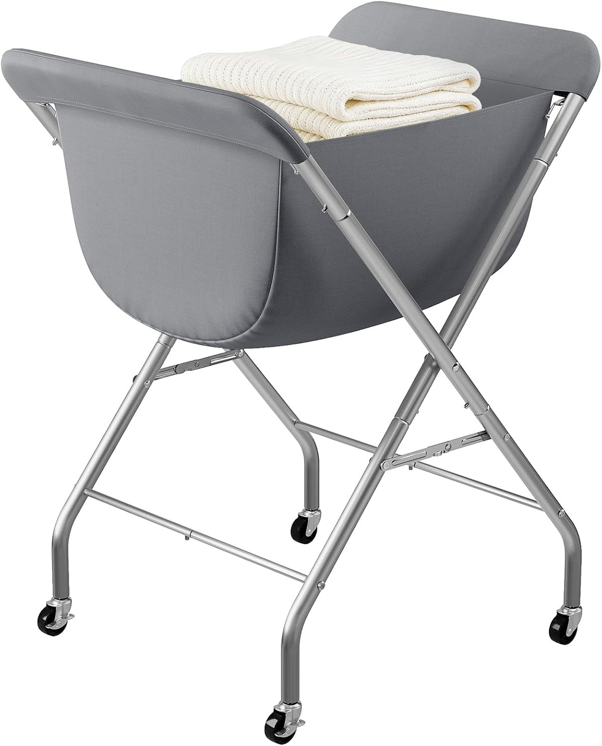 ELYKEN Laundry Basket with Wheels, Collapsible Laundry Hamper, Gray