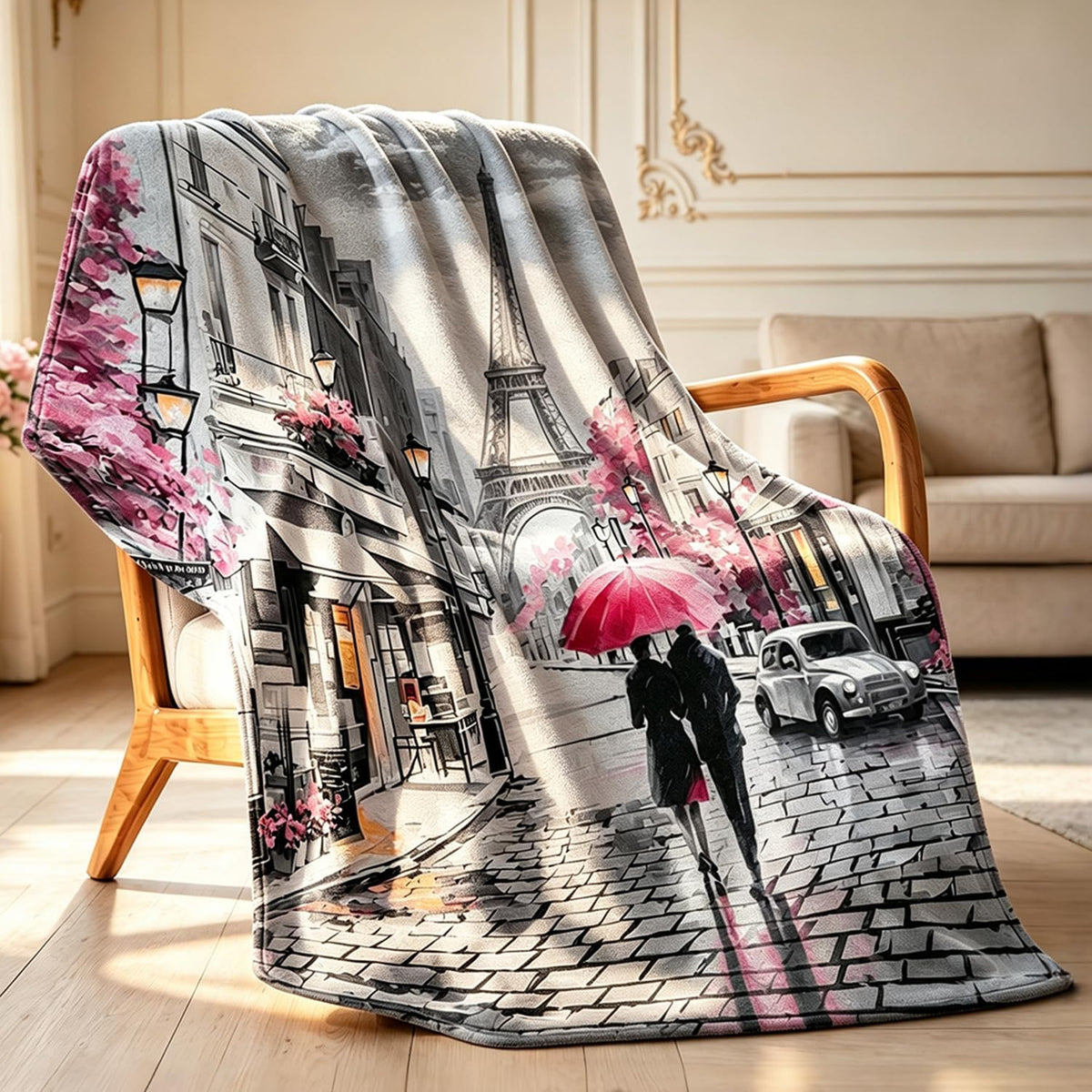 Lokigo Throw Blanket, Soft Fluffy Cozy Couch Blanket, Gray Pink, 50"X60"