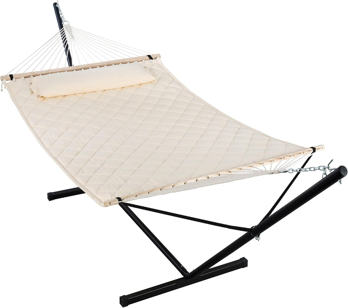 ANOW Outdoor Hammock Heavy Duty Hammock with 12 Feet Steel Stand, Cream