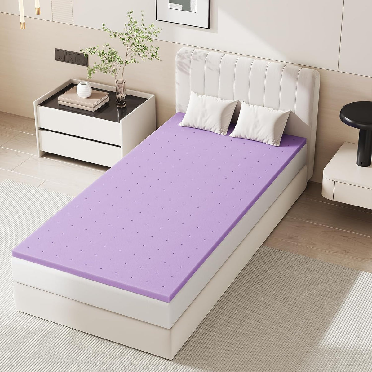Sweetcrispy 3 Inch Twin Cooling Gel Memory Foam Mattress Topper