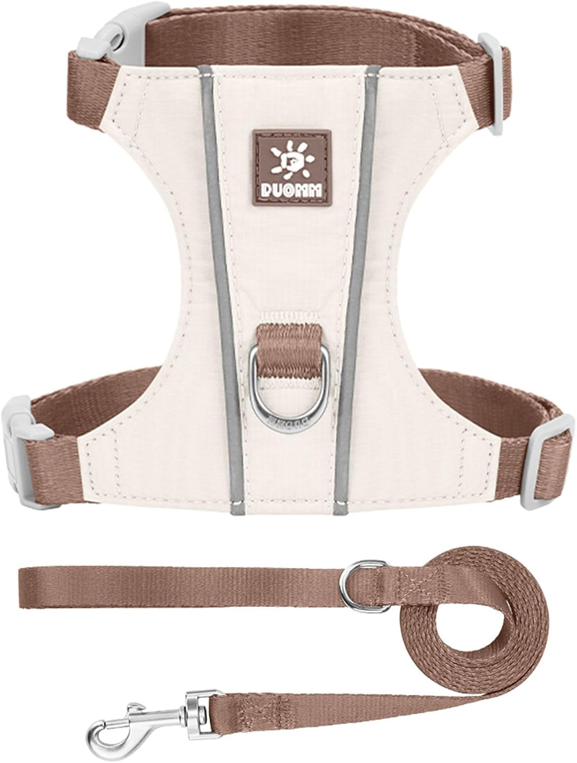 Cat Harness and Leash Set with Reflective Strips, Escape Proof Adjustable Vest, Premium Taffeta Fabric Soft Lightweight, Tear Resistant, for Kitten Small Cats Outdoor Walking (Beige, S)