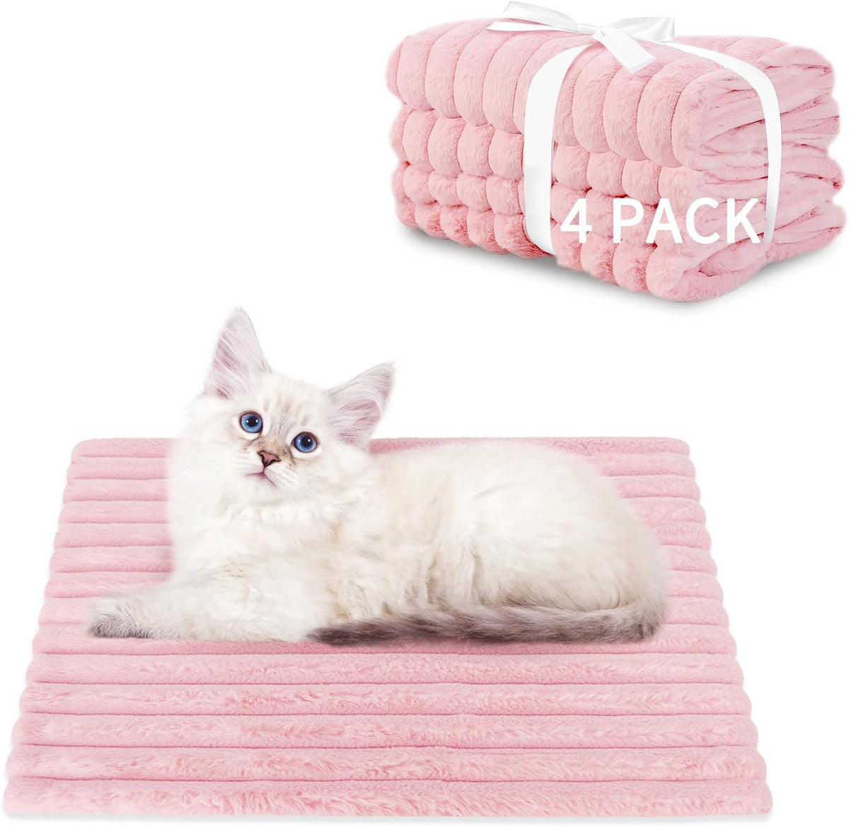 NWK 4Pcs Soft Plush Fluffy Self Warming Thermal Cat Bed Mat 16’’ X 20’’