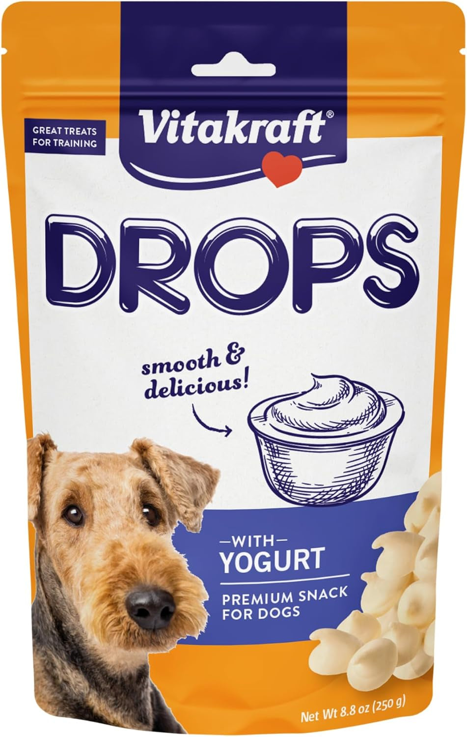 Vitakraft Drops Dog Treats with Yogurt - Bite-Sized Yogurt Training Treats for Dogs - Small Dog Treats