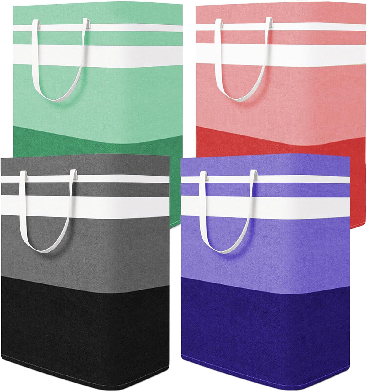 Foldable Laundry Basket,Large Laundry Baskets with Handles,Waterproof Laundry Hamper,Collapsible Laundry Hampers for Clothes Organizer 80L (Black&Red&Green&Purple)