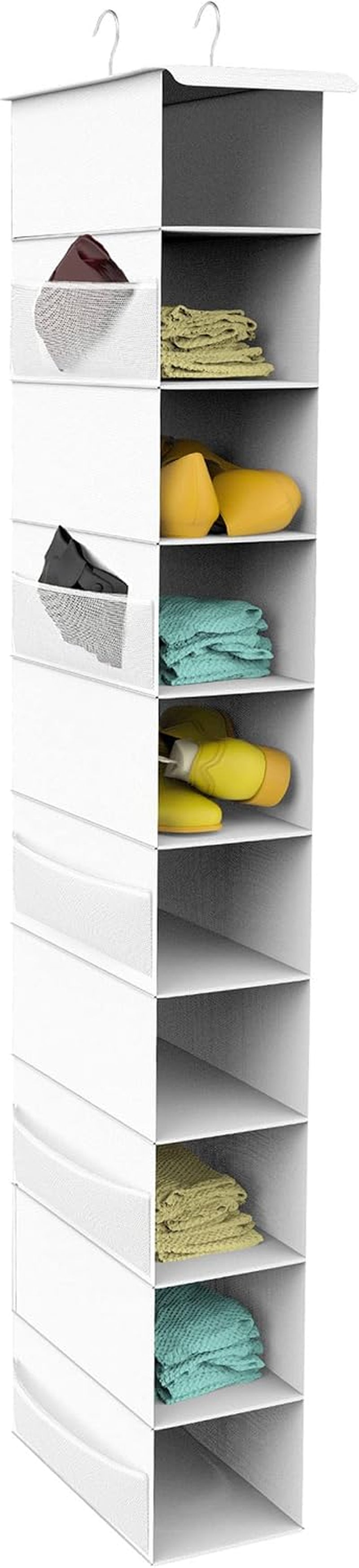 Libeder 10-Shelf Hanging Shoe Organizers with Side Pockets, White