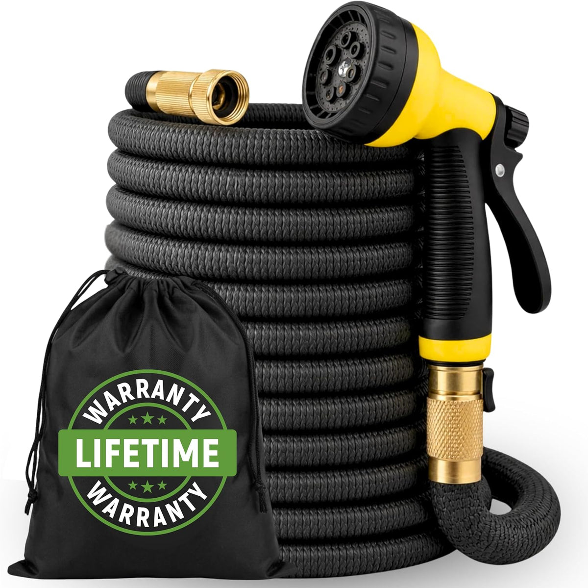 J&B Xpandahose 150Ft Expandable Garden Hose, Lightweight, Brass Connectors