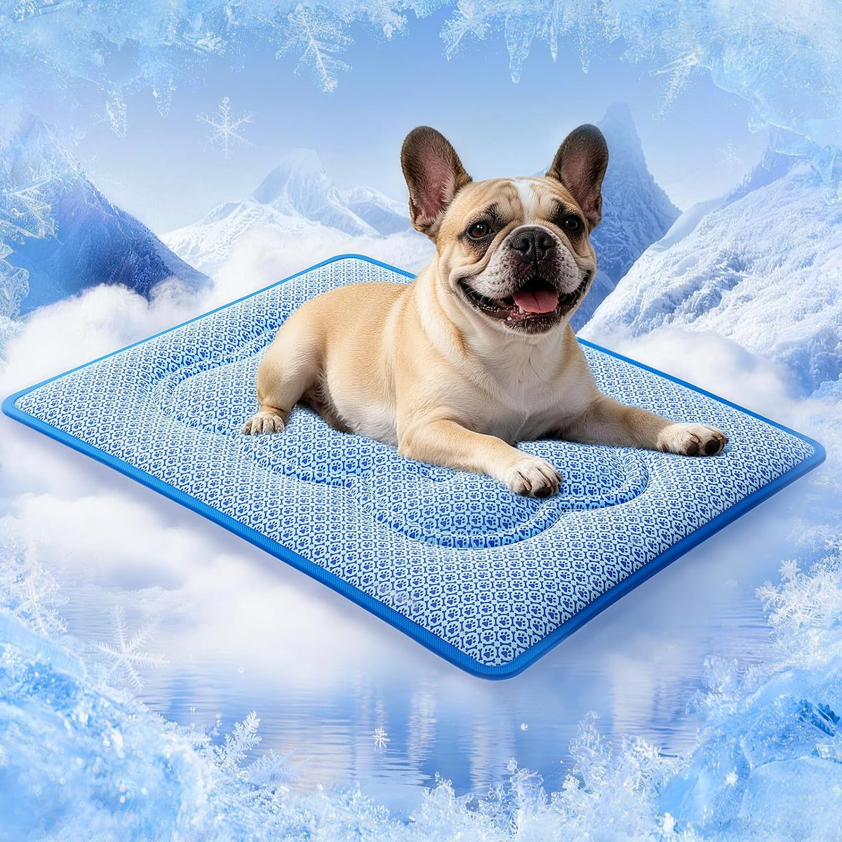 Dog Cooling Mat, Thick Cooling Mat for Dogs with PCM & Thermochromic Tech, Dual-Sided Durable Waterproof Cool Pet Bed Mat for All-Year Use, Q-Max>0.5, Machine Washable, Non-Toxic - M(19" X 29")