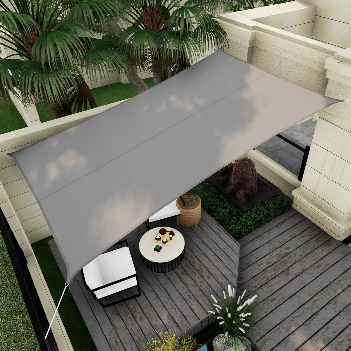 Sun Shade Sail, 16'X20' 95% UV Block Outdoor Canopy Light Gray