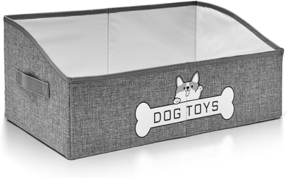 Dog Toy Basket, Specially Designed for Dog Toy Storage, Collapsible Dog Toy Box with Handle,Perfect for Storing Pet Toys and Accessories - Grey