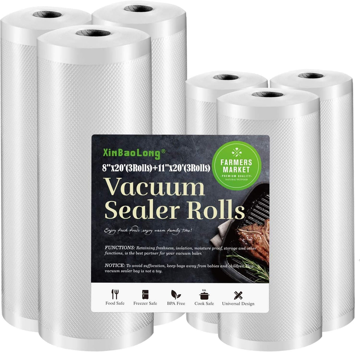 Vacuum Sealer Bags for Food 6 Pack, Kitchen Essentials, Sandwich Bags
