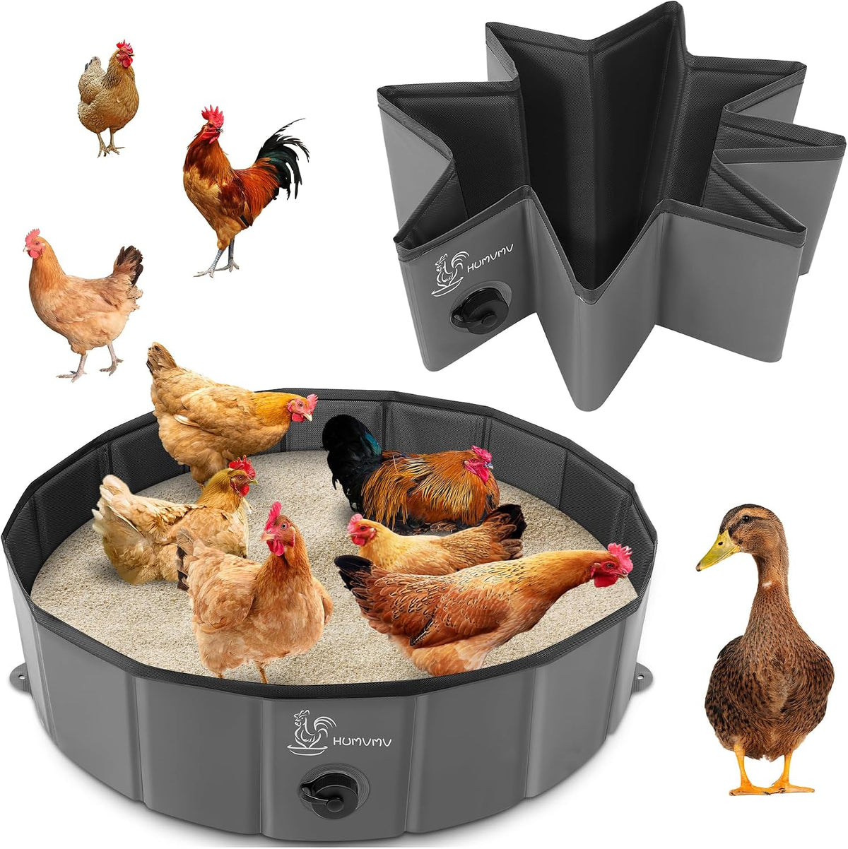32" X 8" Chicken Dust Bath Tub, Foldable Chicken Bath Container