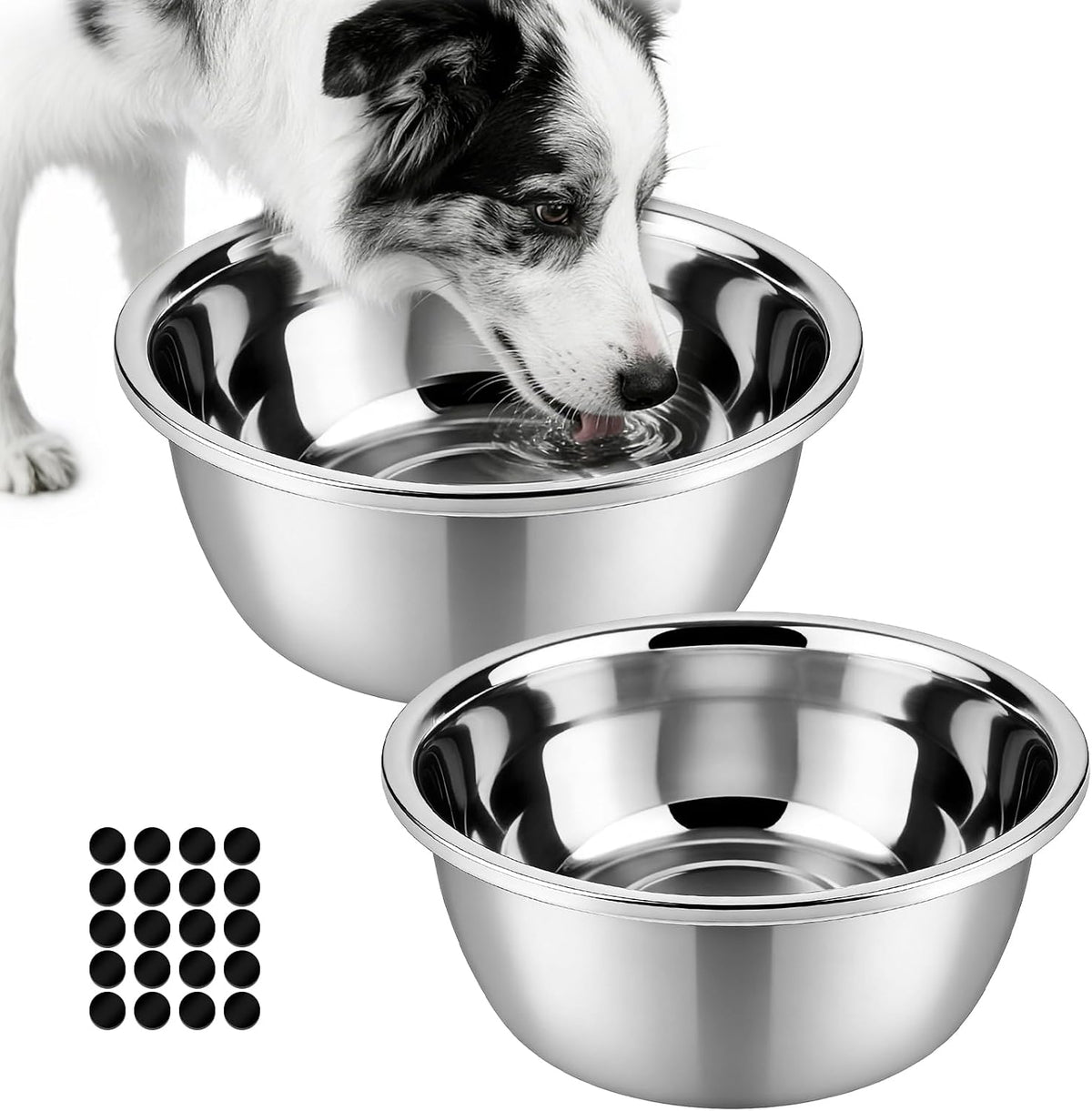 Stainless Steel Dog Bowls 2-Pack 6 Cup / 50 Oz