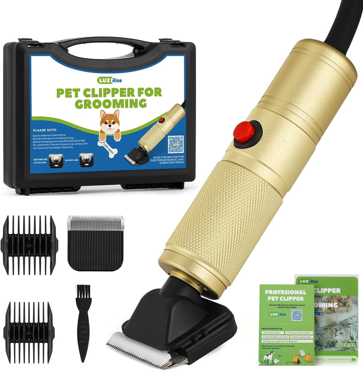Pet Grooming Clipper 280W, with 2000-6000RPM Stepless Speed Control
