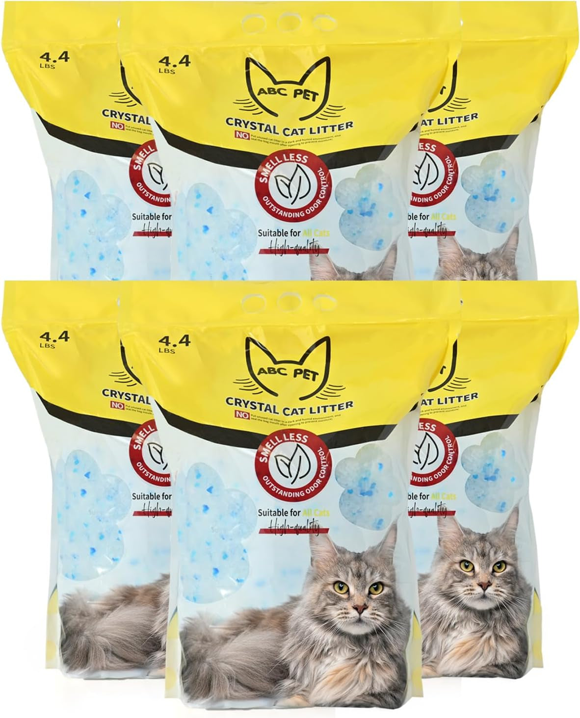 ABCPET Cat Litter Crystals No Clumping Litter 25.8 Lbs (6 X 4.3 Lb Packs)