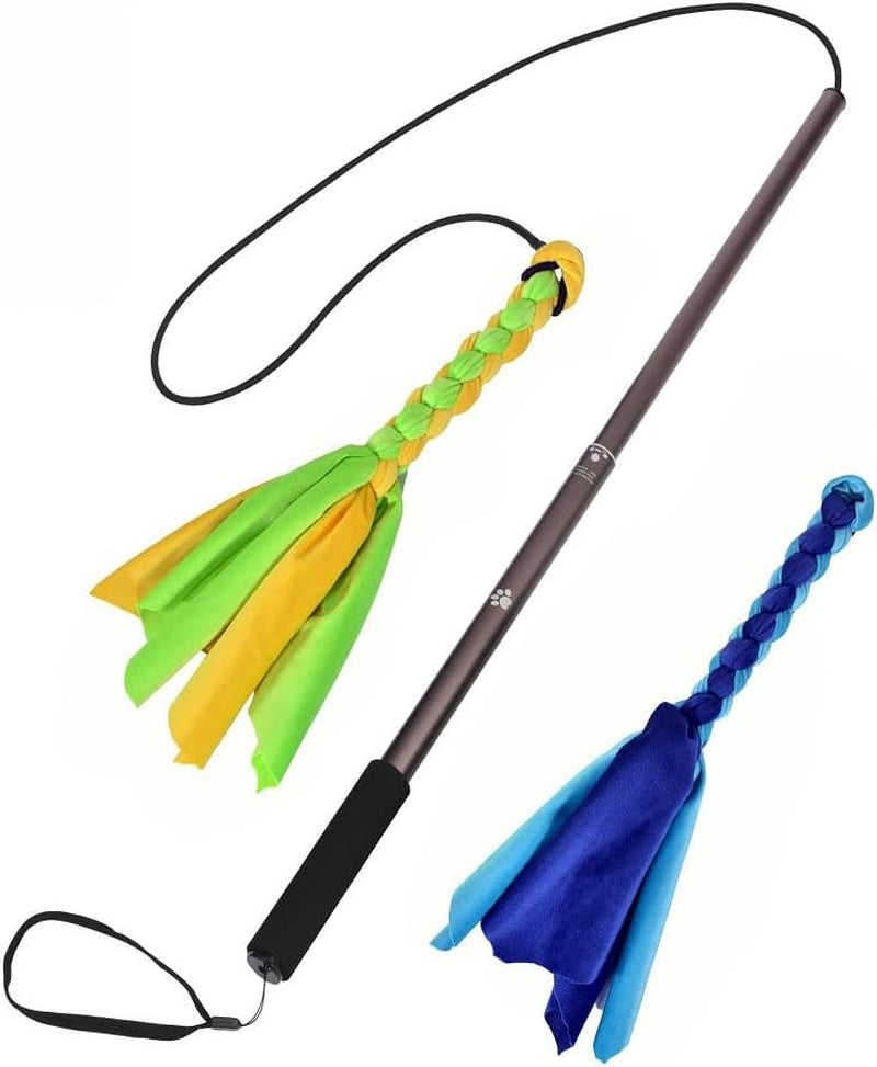 Flirt Pole for Dogs,Interactive Dog Toys for Chase and Tug of War,Durable Teaser Wand with Pet Fleece Rope Tether Lure Toy to Outdoor Exercise for Small Medium Large Dogs