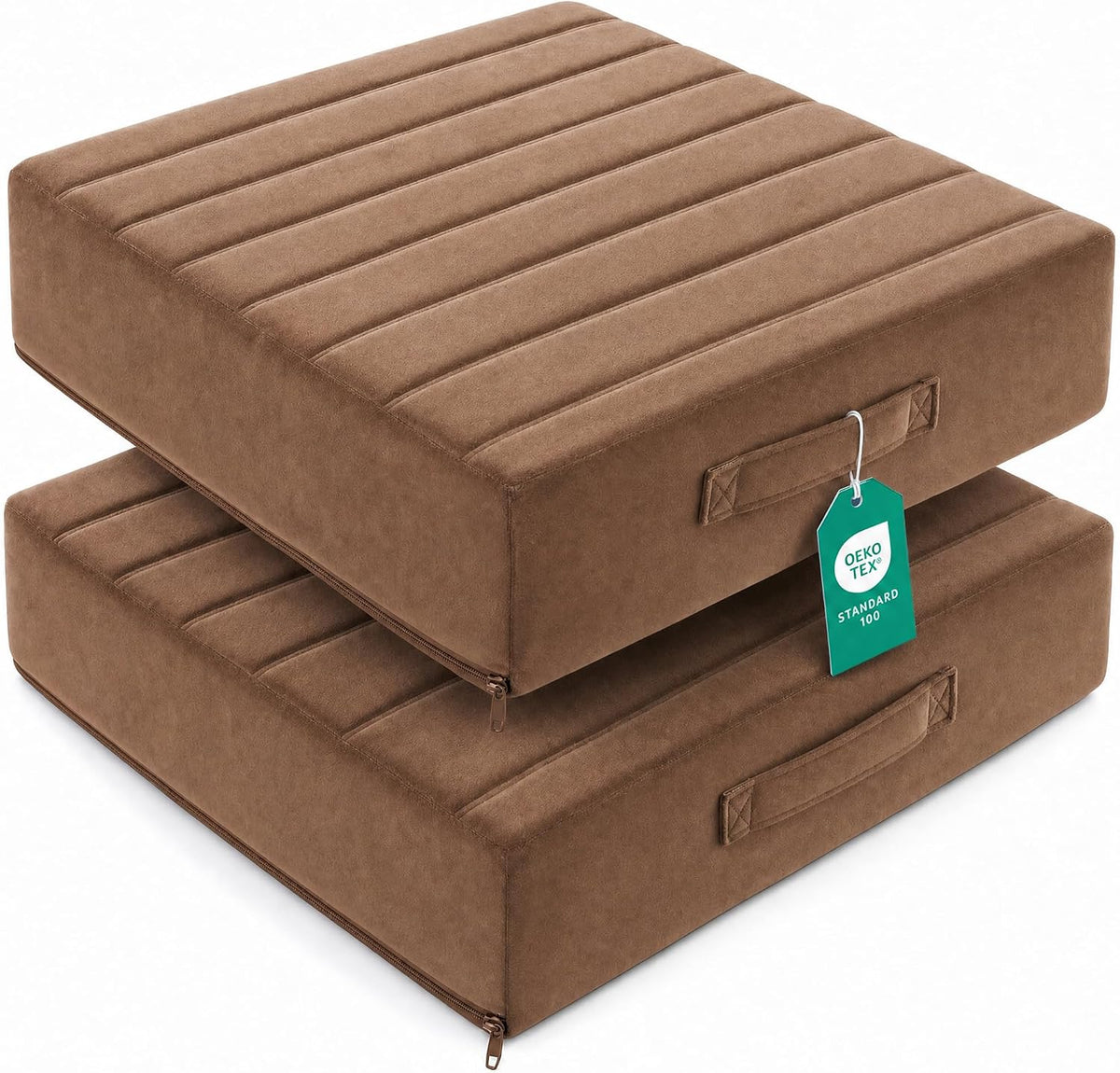 Codi Floor Pillows 2 Pack, Large Floor Cushion for Adults, 22-Inch Coffee
