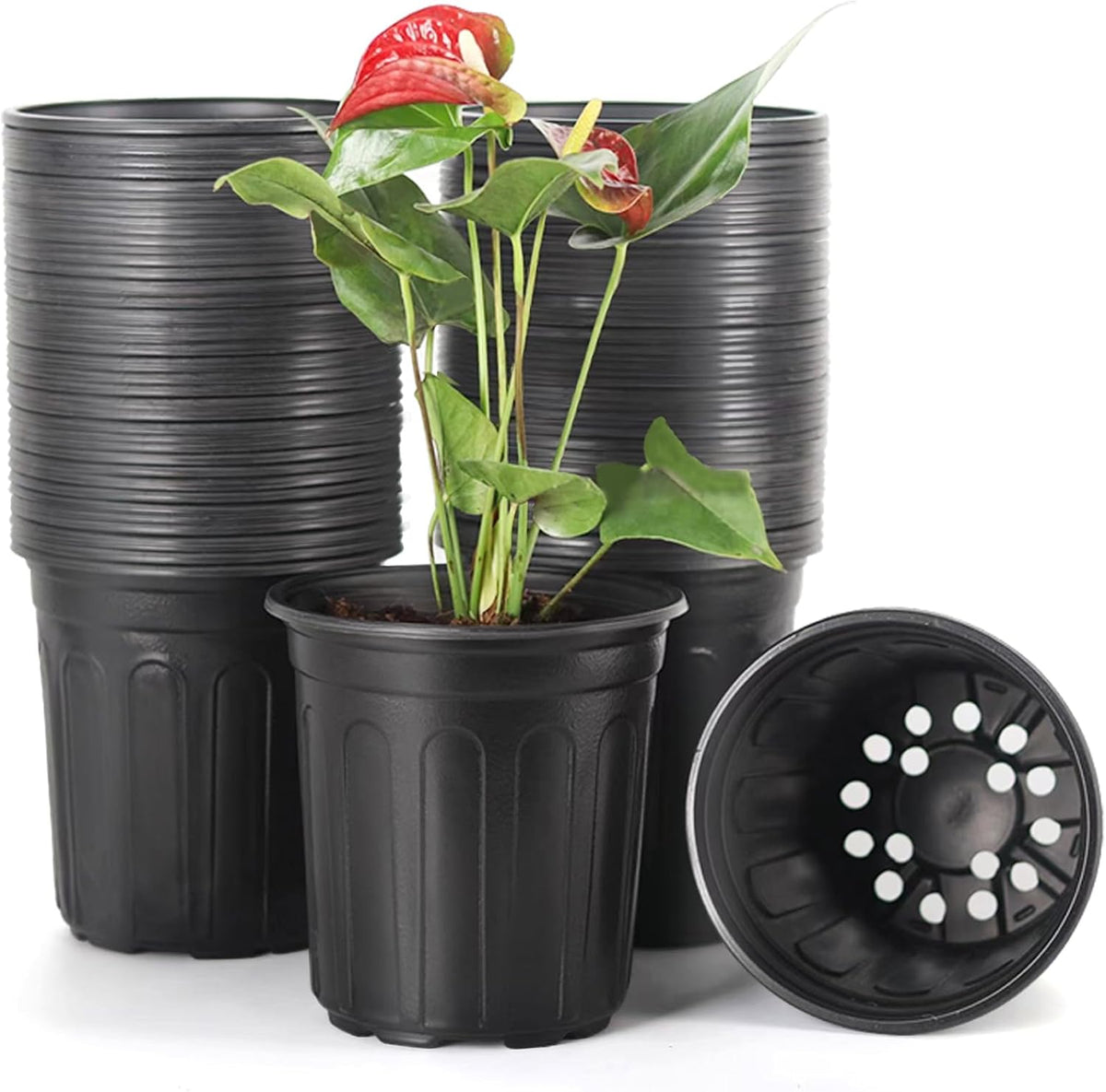 JERIA 50-Pack 1 Gallon Flexible Plant Nursery Pots,Thickened Soft Plastic Seedling Pots,Seed Starting Pot Flower Plant Container for Succulents,Seedlings