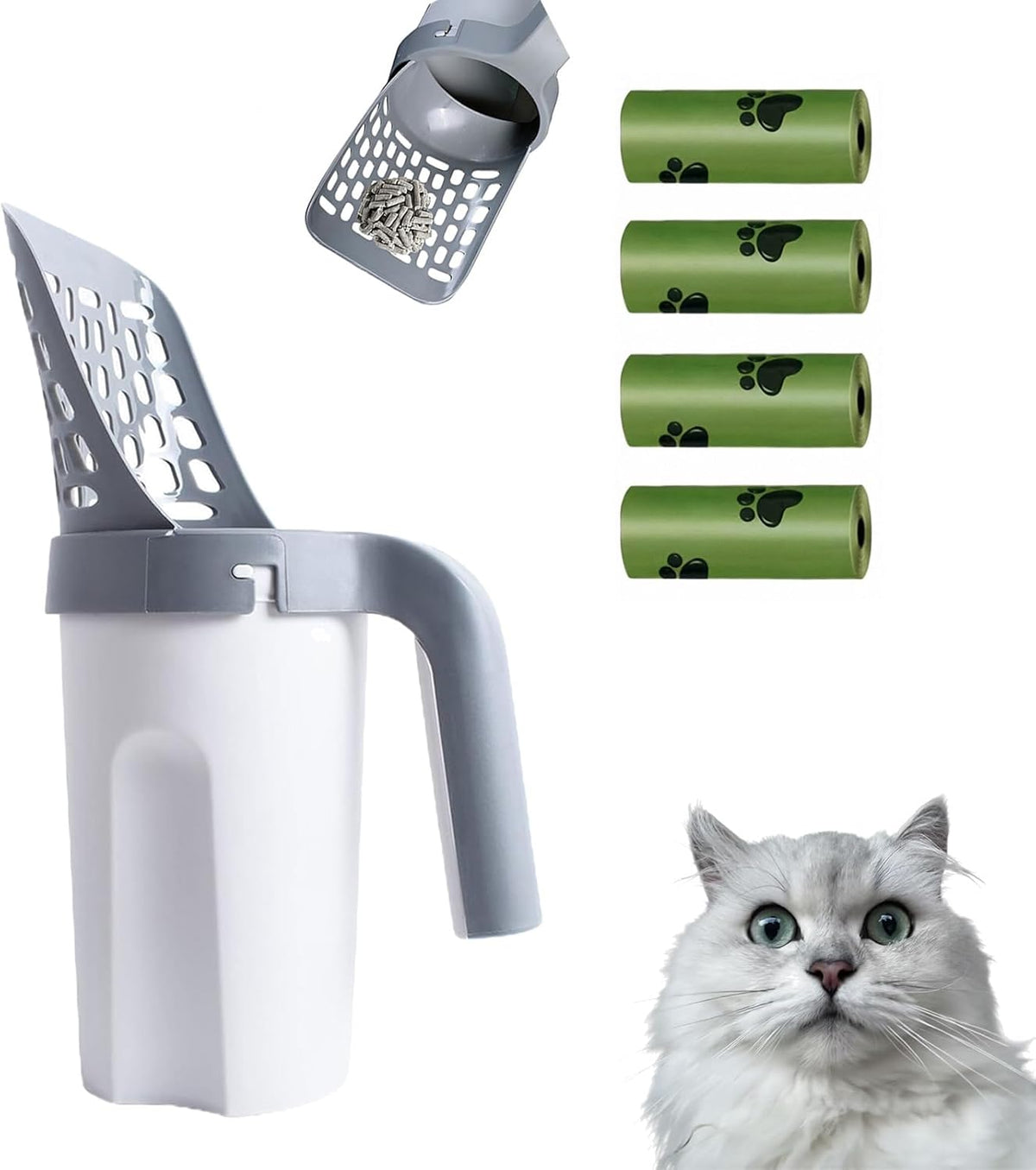 Cat Litter Scooper with Holder, Kitty Litter Scoop