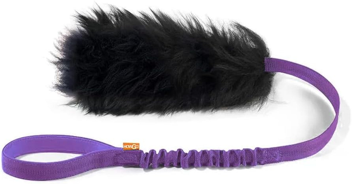 Bungee Dog Toy, 100% Sheepskin Tug Rope (Purple, Long W/O Ball)