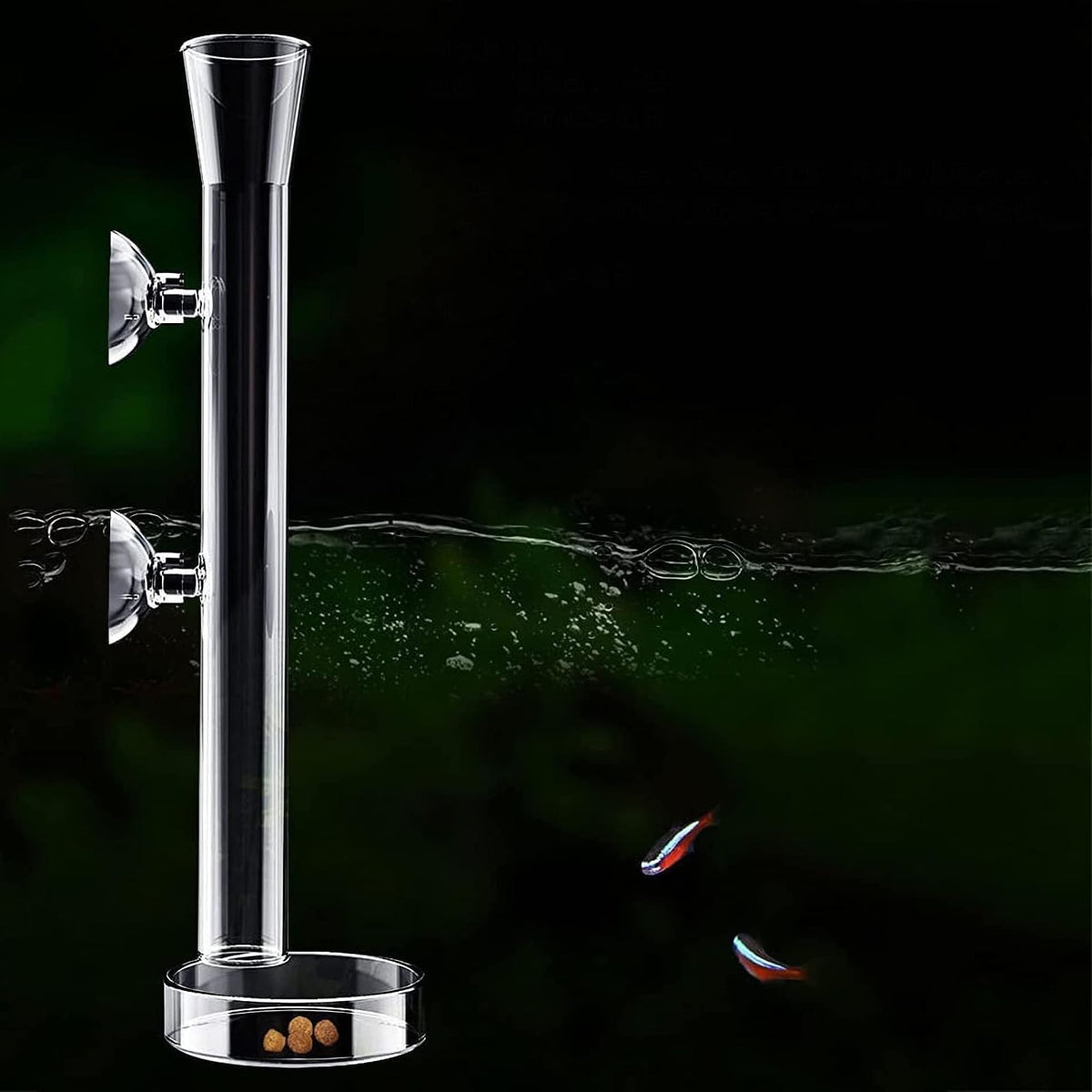 Mipukbay Glass Aquarium Feeder Set - 9.8 Inch Shrimp Feeding Tube & Dish for Fish, Shrimp, and Bottom-Dwelling Aquatic Pets