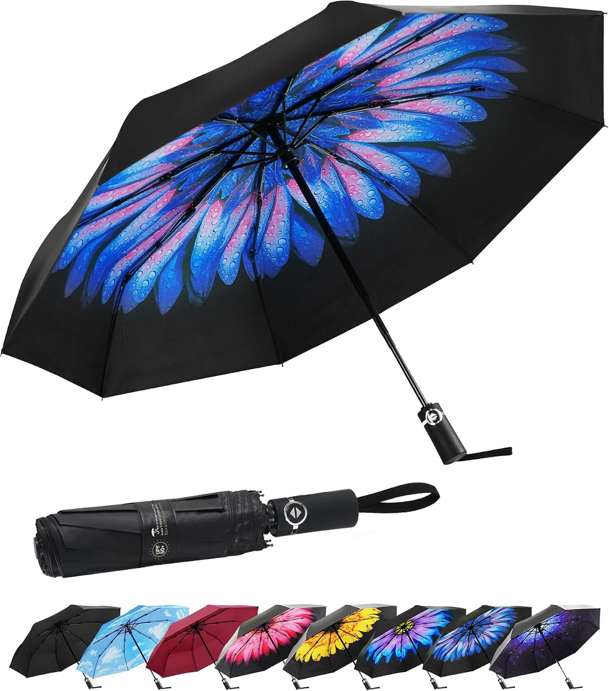 SY COMPACT Travel Umbrella for Rain, Windproof Automatic Compact Umbrella