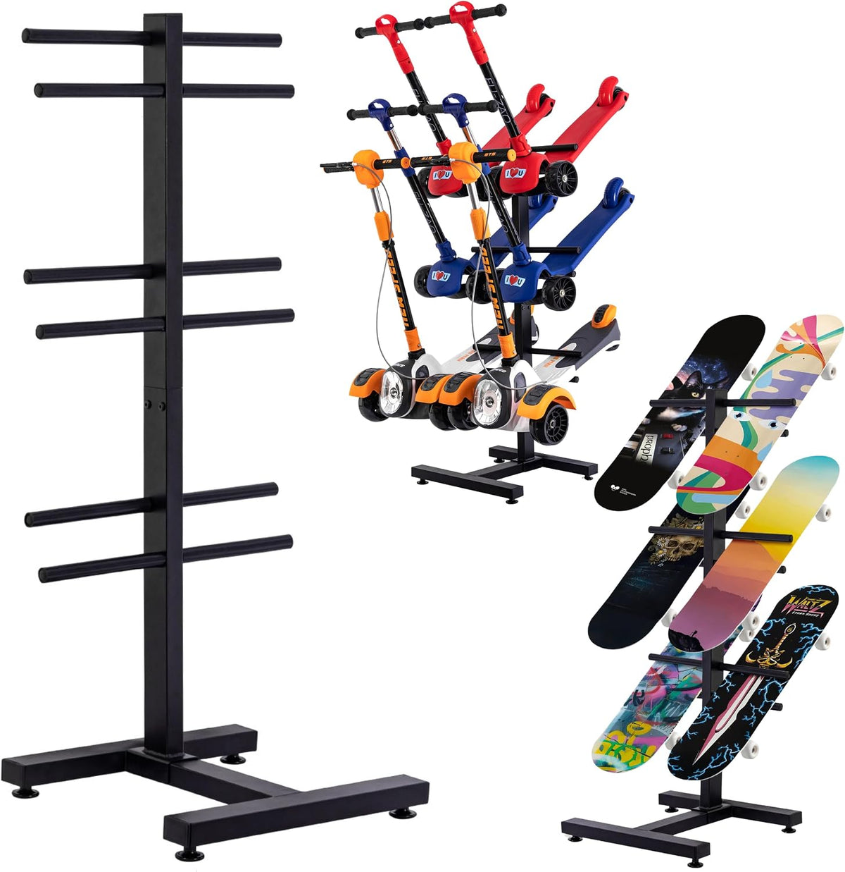 Scooter Storage Rack for Garage, Multi-Scooter Holder, Metal Stand for 6 Electric Scooters