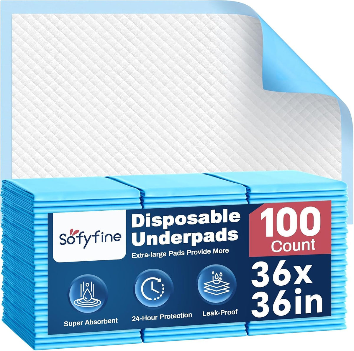 SOFYFINE Extra Large Chucks Pads 36"X36" 100 Count