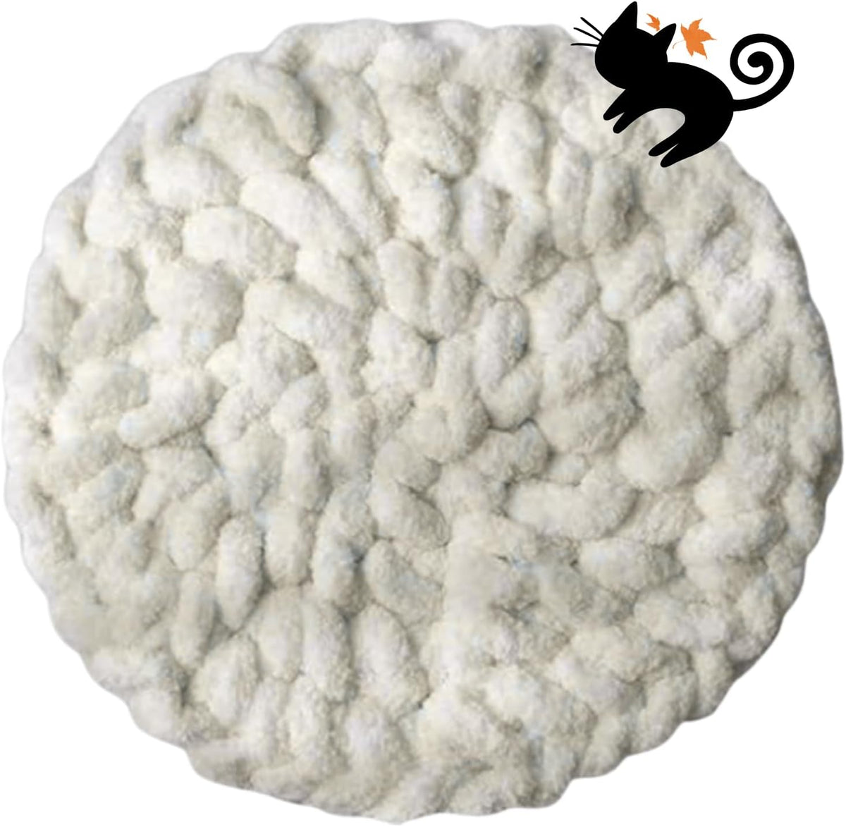Cat Kneading Mat, Handmade round Cushion Bed Pad Kittens (White,M)