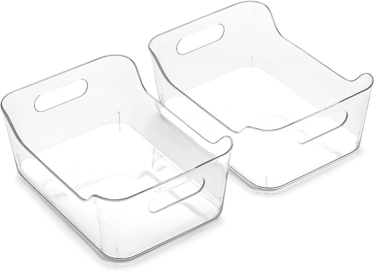 BINO | the SOHO Collection Plastic Storage Bins, X-Small - 2 Pack, Clear | Pantry and Fridge Organizer Containers, Kitchen Cabinet and Medicine Cabinet Bins