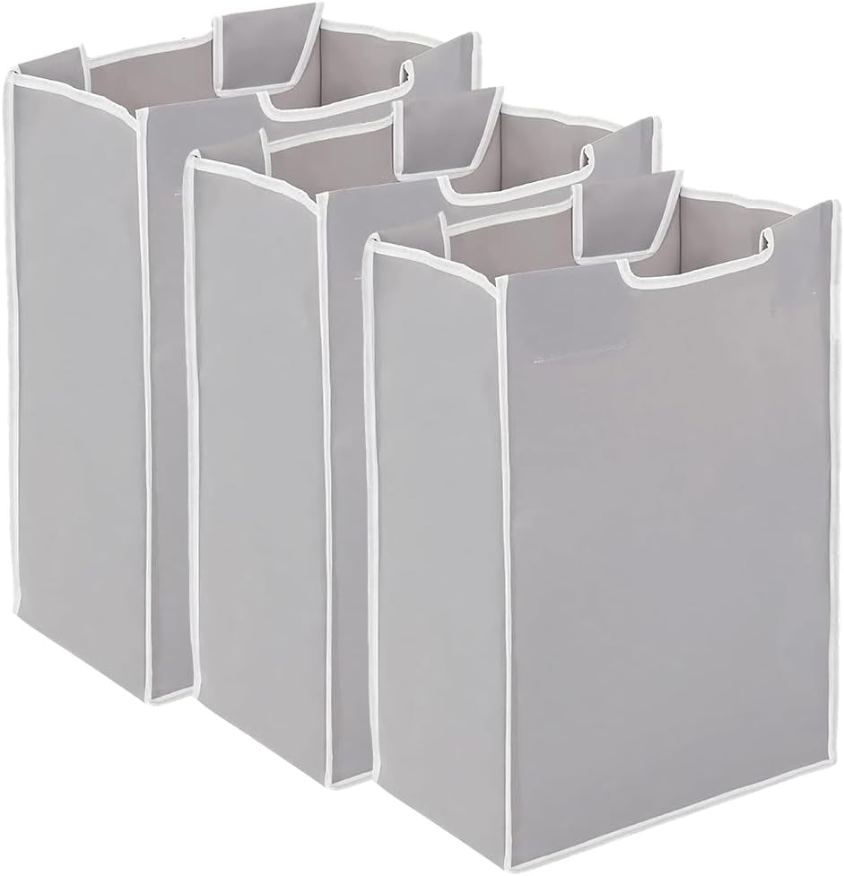 CREATCABIN 3Pcs Large Laundry Sorter Replacement Bags 14.9X21.7 Inch Gray Hamper Cart Removable Laundry Storage Organizer Bag with Carry Handle Oxford Cloth Hamper Liner No Hooks for Dirty Clothing