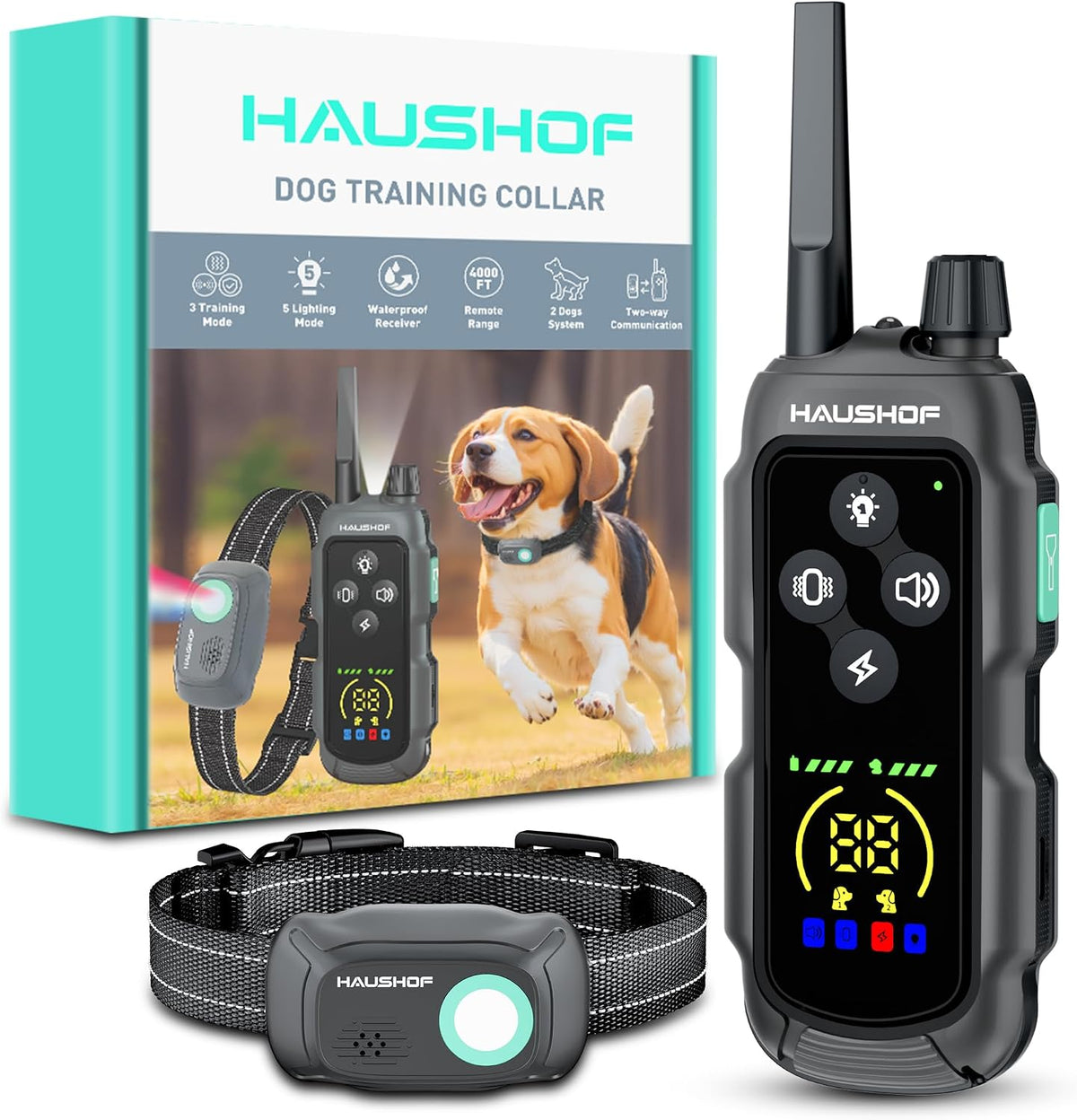 HAUSHOF Shock Collar for Dog, 4000 FT Dog Training Collar with Remote