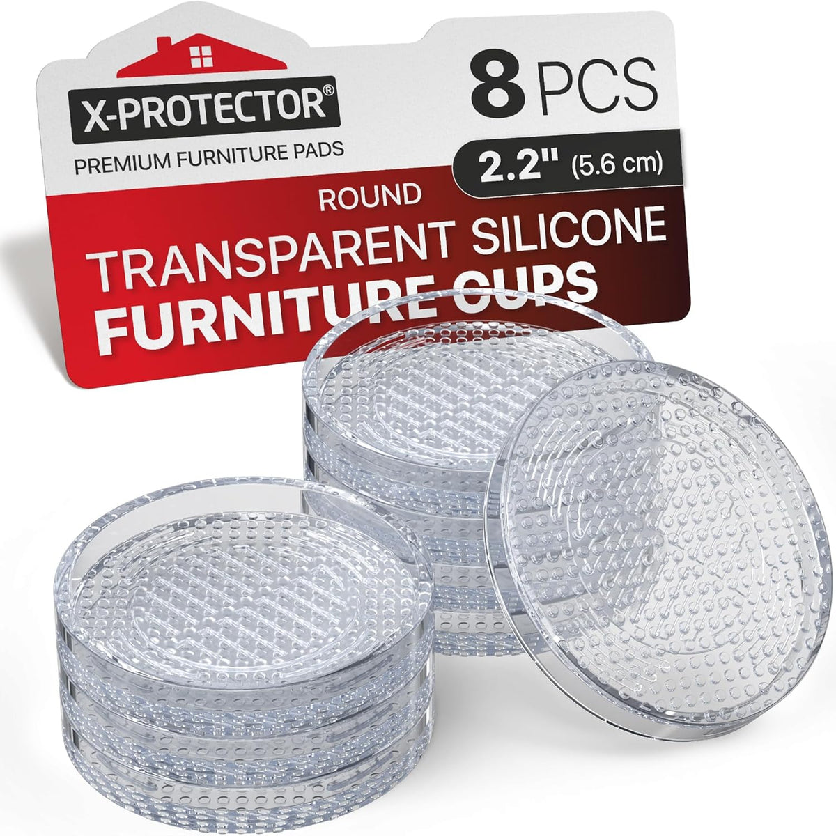 X-Protector Furniture Cups - 8 PCS 2.2" - Non Slip Furniture Pads (Round)