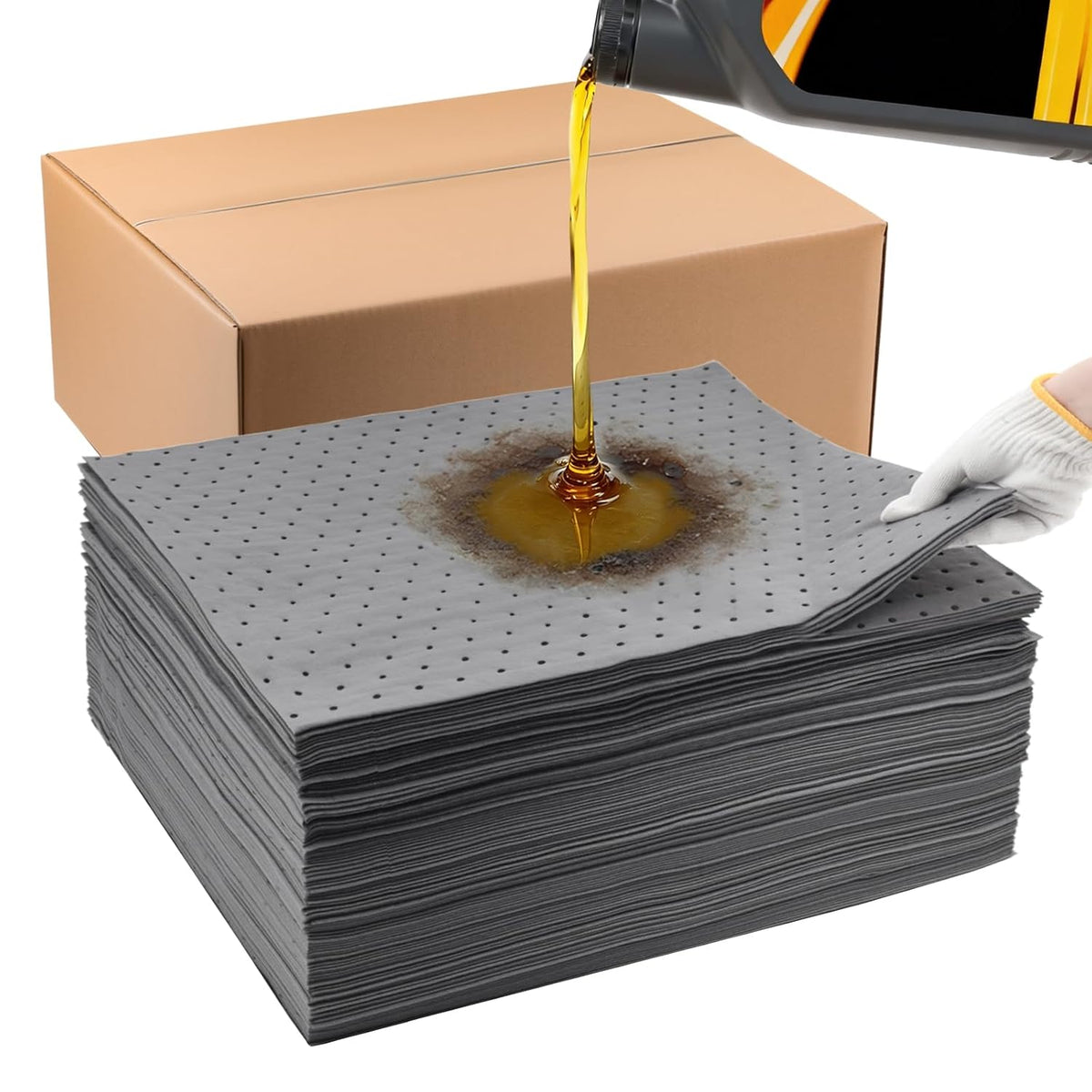 Heavy Duty Oil Absorbent Pads 15" X 20" 100 Pcs Automotive Absorbent Pads