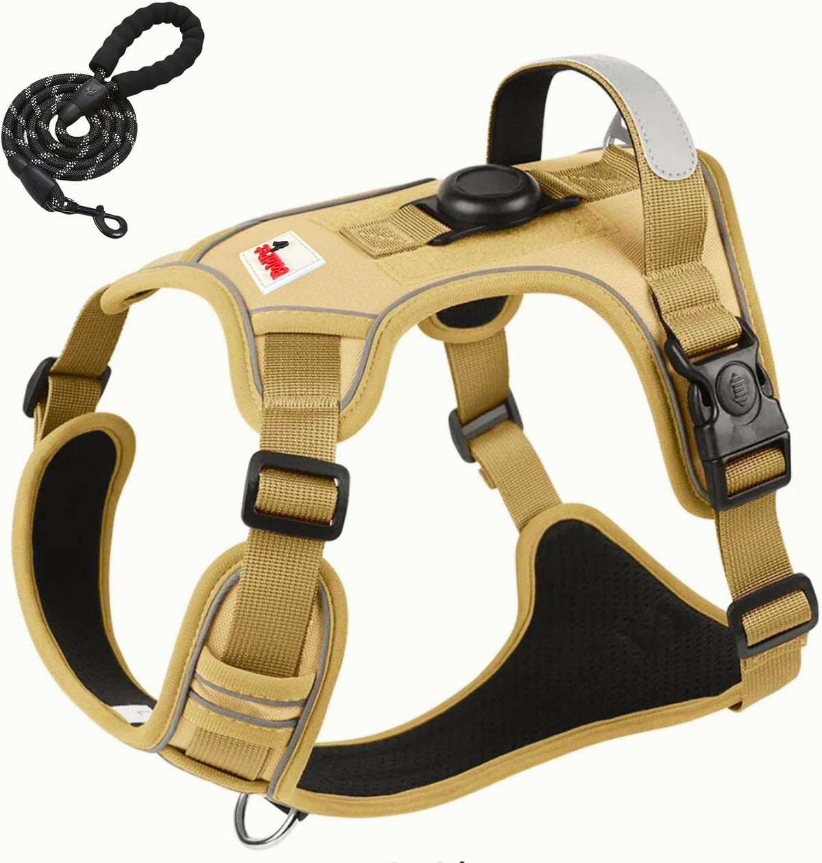 Dog Harness with Tracking Device Holder and Leash Set- No Pull Dog Harness Reflective Design -Escape Proof with Safety Buckles- Breathable Oxford for Small Dogs- Tracking Device Not Included
