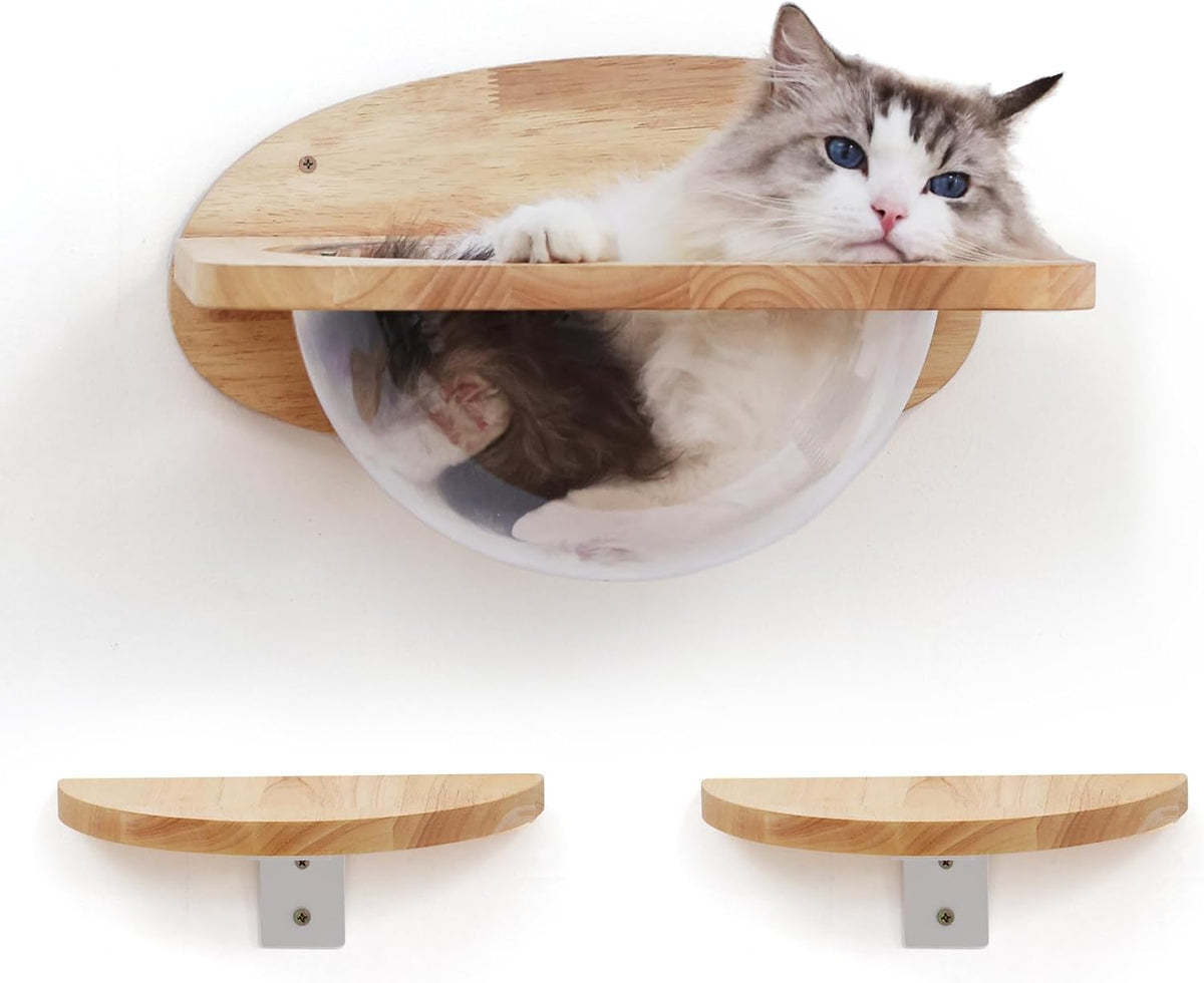 FUKUMARU Cat Wall Furniture Set, Transparent Capsule with 2 PCS Pedals