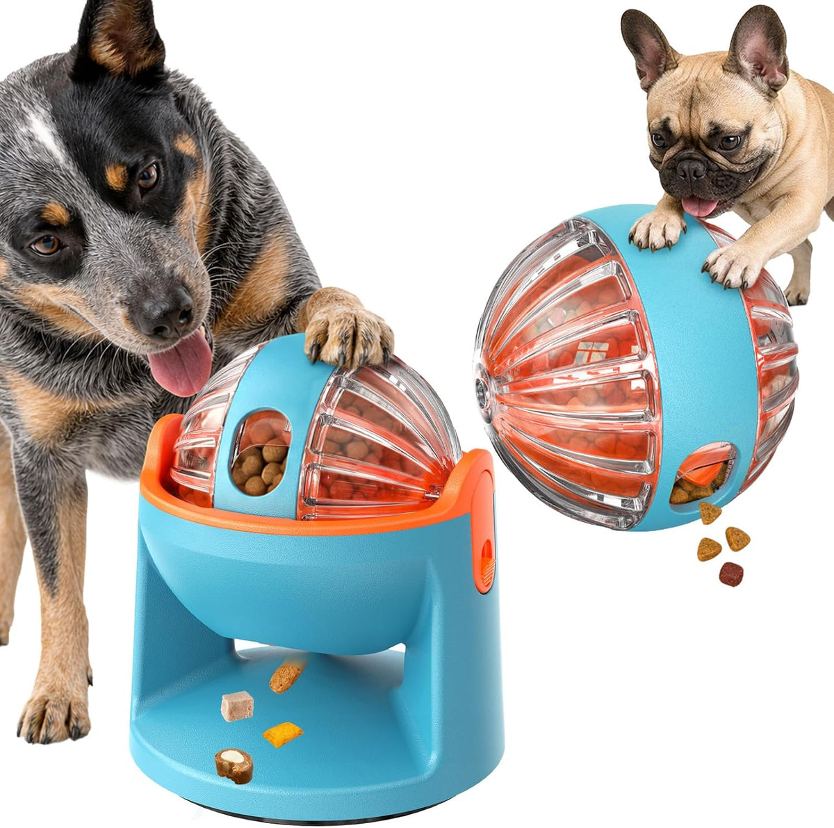 Dog Treat Ball Dispenser, 2-In-1 Interactive Puzzle Slow Feeder Toy