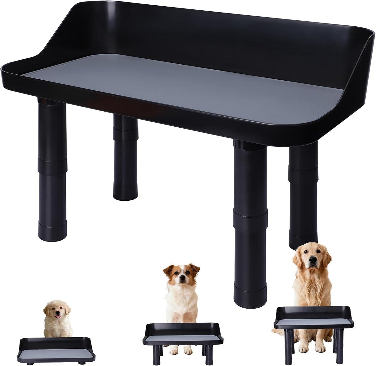 Dog Food Bowls Elevated,16.73''W Splash Guard & Non-Skid Feet