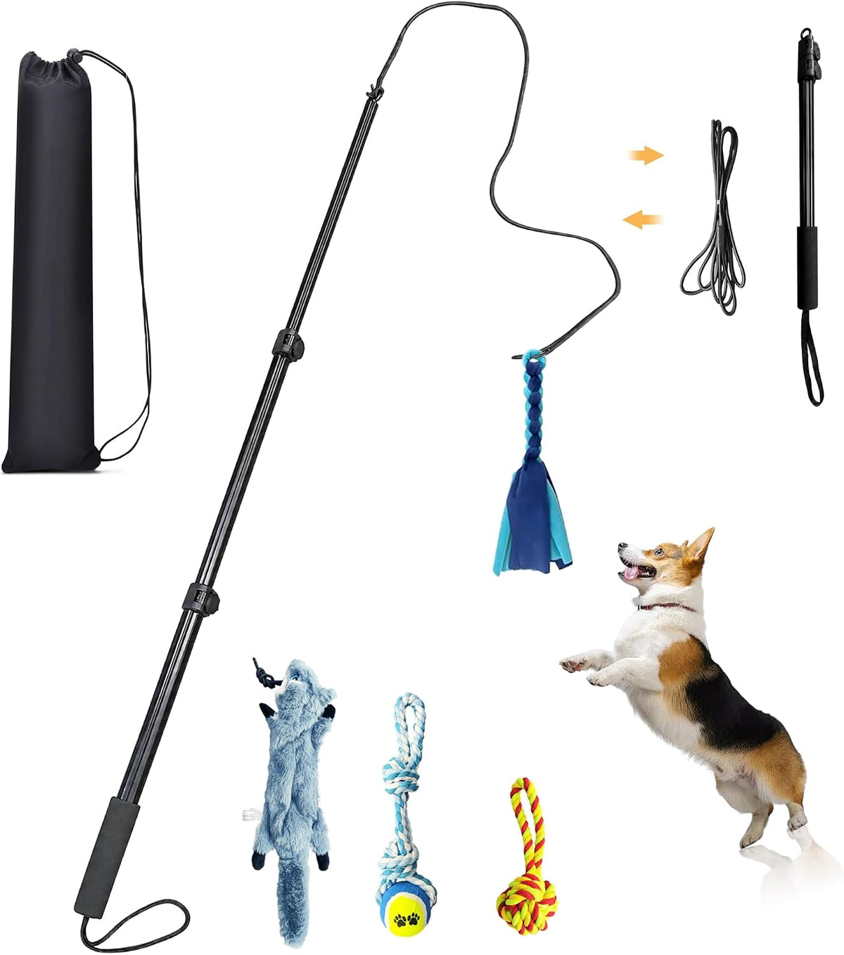 Flirt Pole for Dogs, Interactive Tug of War Toy for Exercise