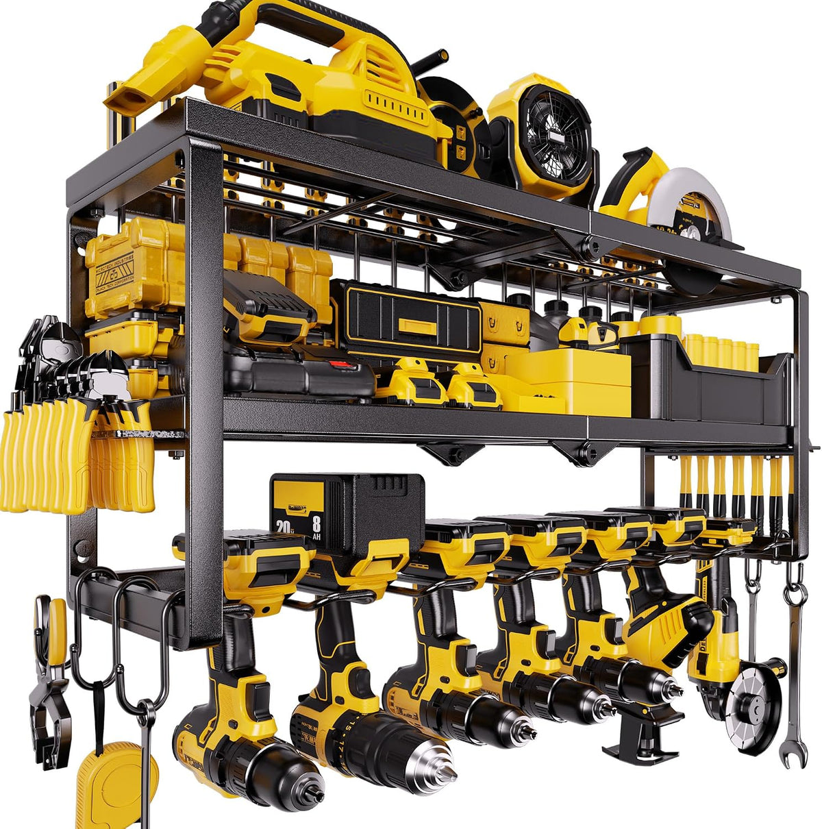 320Lbs Power Tool Organizer Wall Mount with Charging Station Shelf