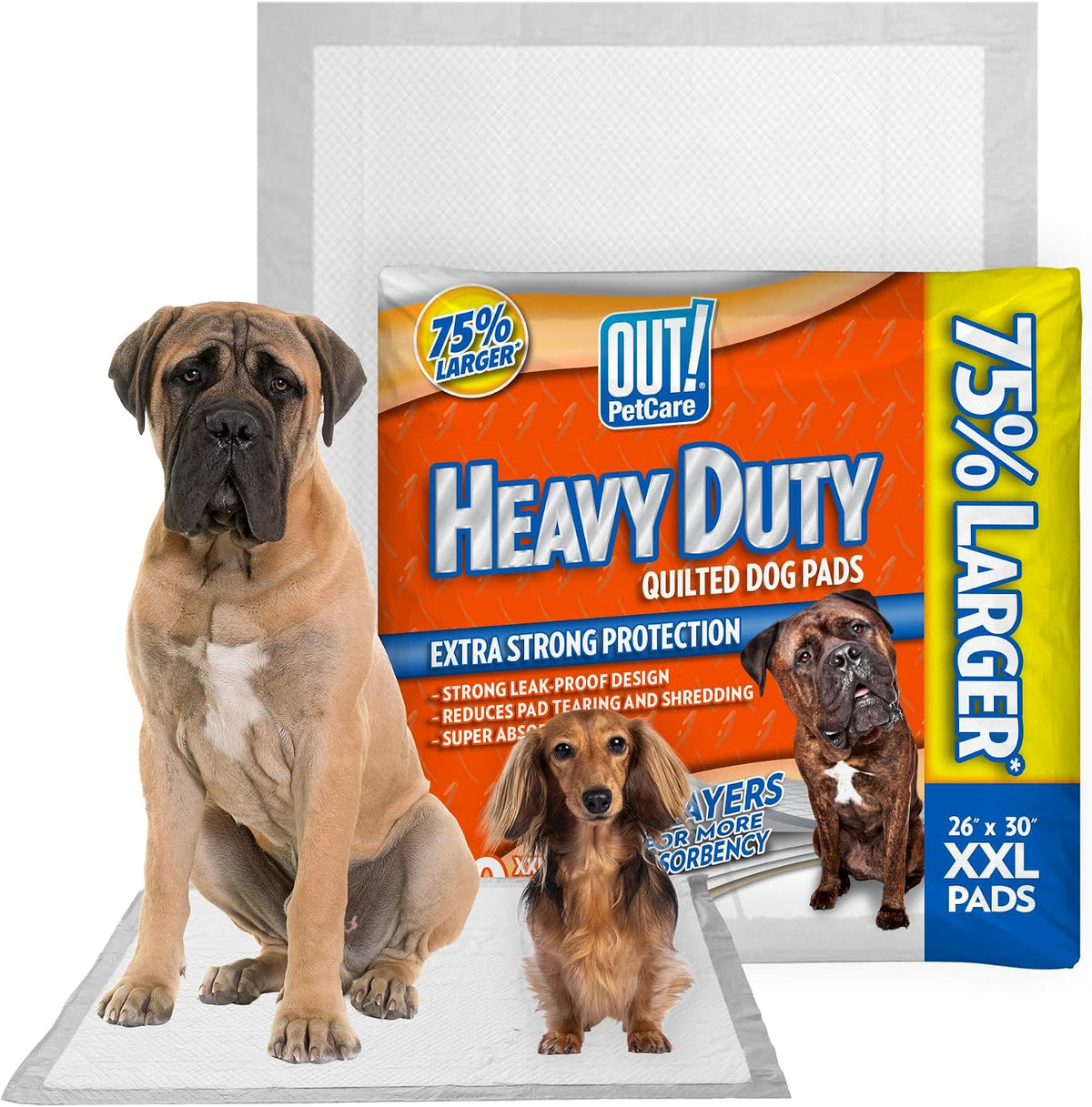 OUT! Petcare XXL Puppy Pads, Heavy Duty Pee Pads for Dogs, 26X30, 30 Count